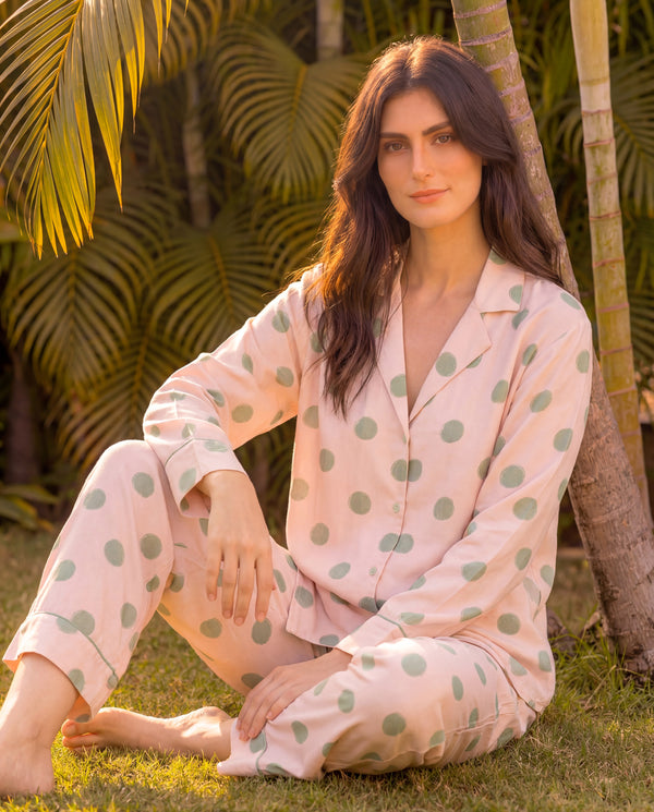 Pastel Green Polka Braless PJ Set