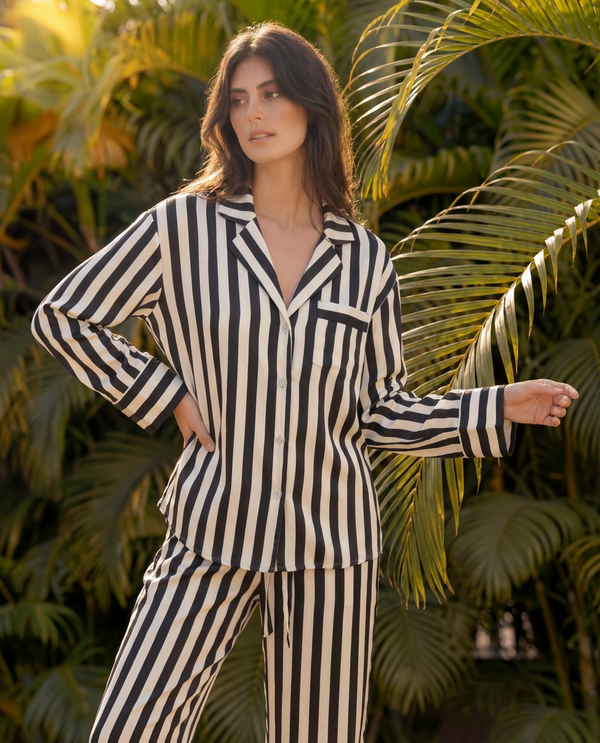 Classy Stripes Braless PJ Set