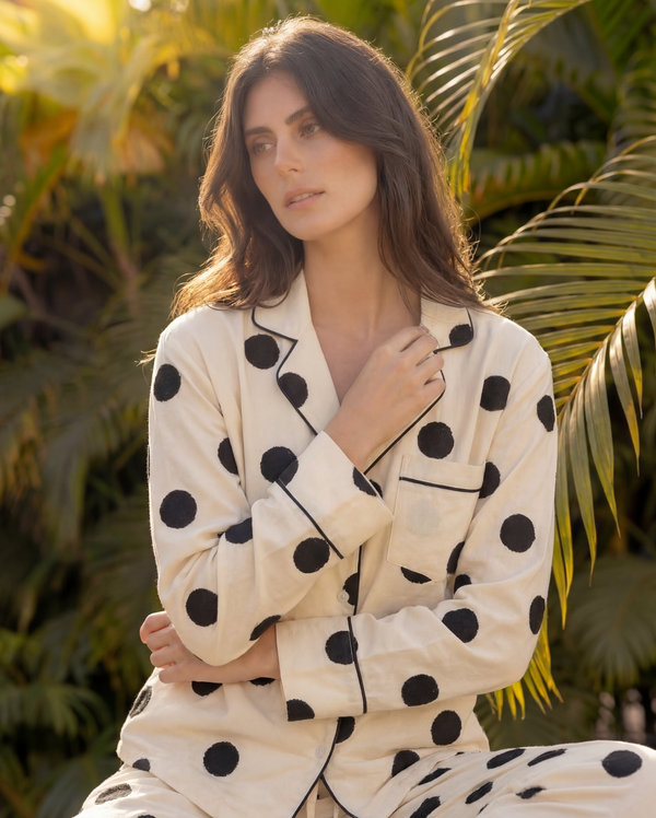 Ivory Polka Braless PJ Set