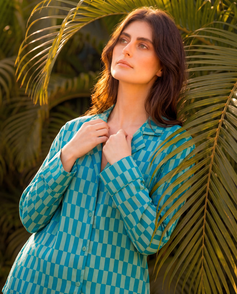 Asymmetrical Checks Braless PJ Set
