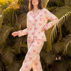 Unstructured Hearts Braless PJ Set