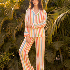Colourful Stripes Braless PJ Set