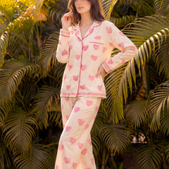 Unstructured Hearts Braless PJ Set