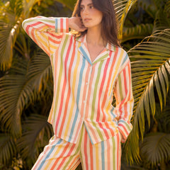 Colourful Stripes Braless PJ Set