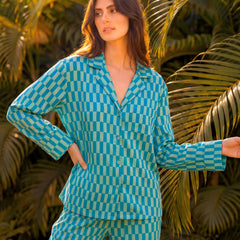 Asymmetrical Checks Braless PJ Set