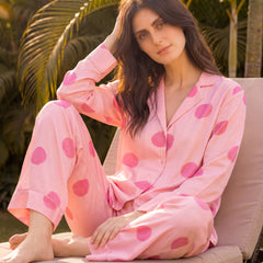 Pink Polka Stripes Braless PJ Set