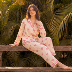 Unstructured Hearts Braless PJ Set