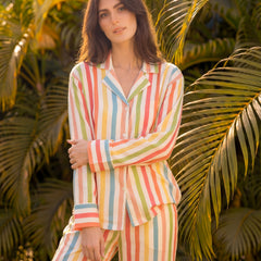 Colourful Stripes Braless PJ Set
