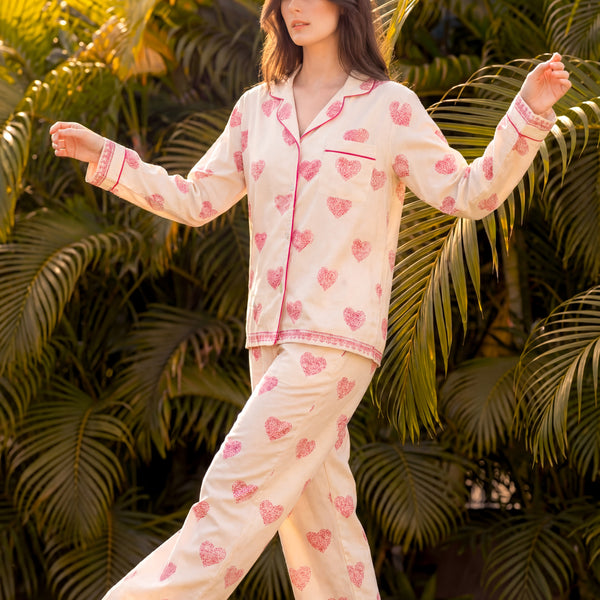 Unstructured Hearts Braless PJ Set