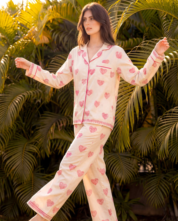 Unstructured Hearts Braless PJ Set