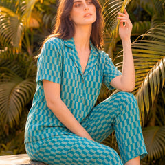 Asymmetrical Checks Braless PJ Set