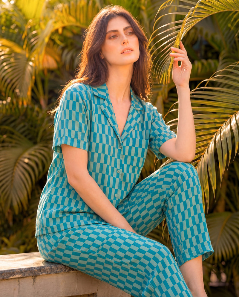 Asymmetrical Checks Braless PJ Set