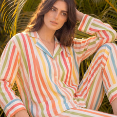Colourful Stripes Braless PJ Set