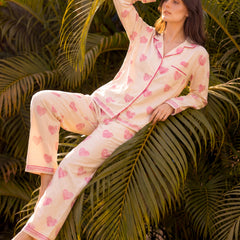 Unstructured Hearts Braless PJ Set