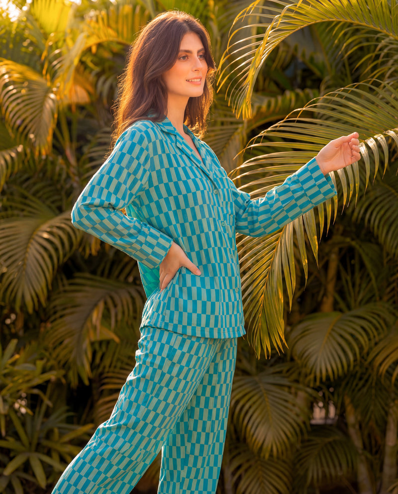 Asymmetrical Checks Braless PJ Set