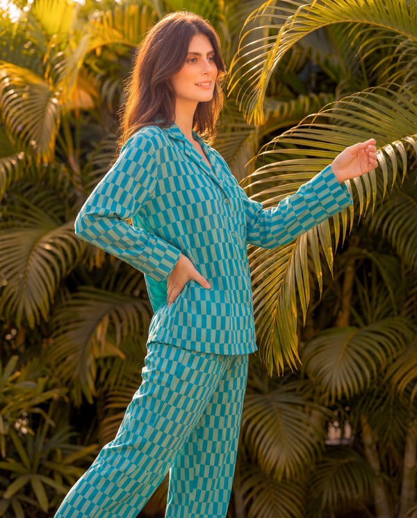 Asymmetrical Checks Braless PJ Set