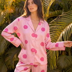Pink Polka Stripes Braless PJ Set