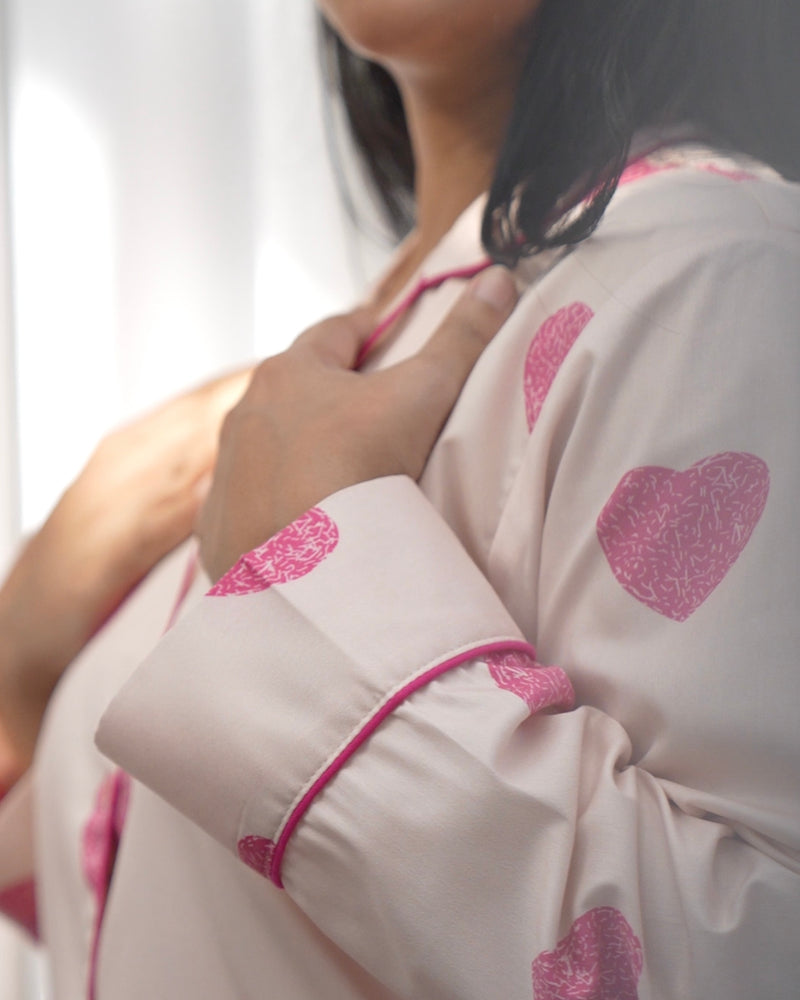 Unstructured Hearts Braless PJ Set