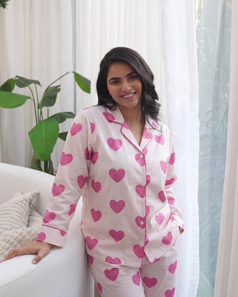 Unstructured Hearts Braless PJ Set