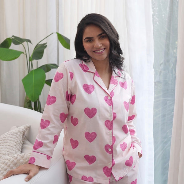 Unstructured Hearts Braless PJ Set