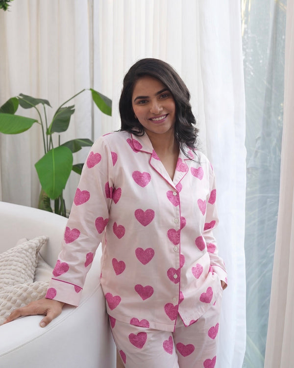 Unstructured Hearts Braless PJ Set