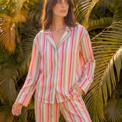 Vibrant Stripes Braless PJ Set