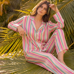 Vibrant Stripes Braless PJ Set