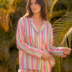 Vibrant Stripes Braless PJ Set