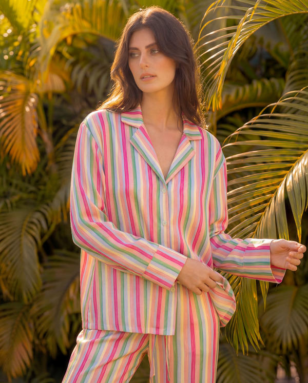 Vibrant Stripes Braless PJ Set