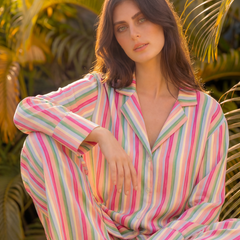 Vibrant Stripes Braless PJ Set
