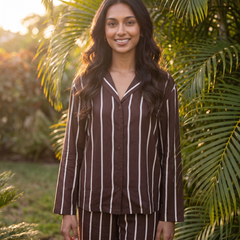 Chocolaty Stripes Pajama Set - Full Sleeve