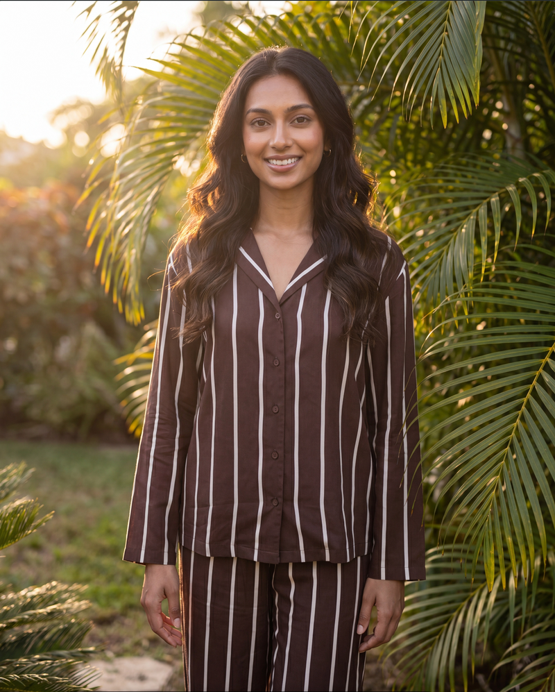 Chocolaty Stripes Pajama Set - Full Sleeve