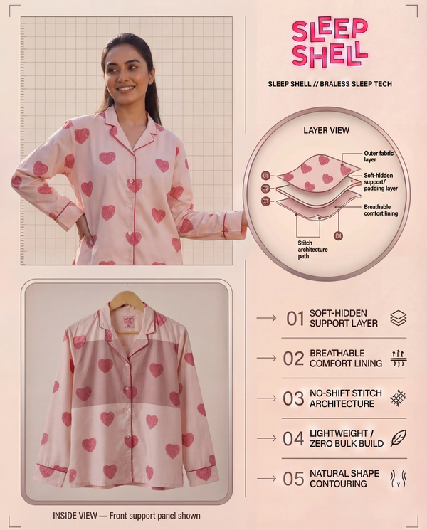 Unstructured Hearts Braless PJ Set